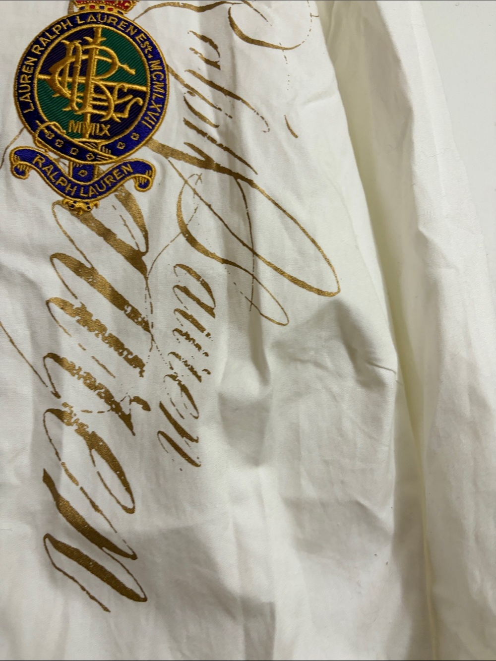 Ralph Lauren Cream Button-Down Shirt with Embroidered Crest Sz 2X Women - Picture 7 of 11